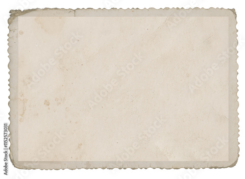 Obraz na płótnie Vintage scalloped edge photo paper with dust, creases, and splatters on transparent background (png image). Useful for design, vintage effects, and backgrounds. w salonie