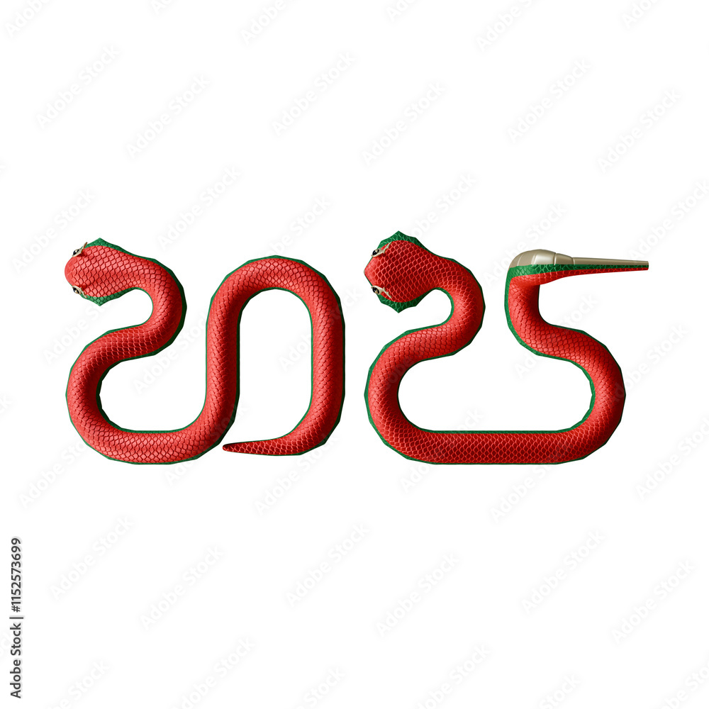 Obraz premium Chinese New Year Of Snake 3D Design Element Top Flat View