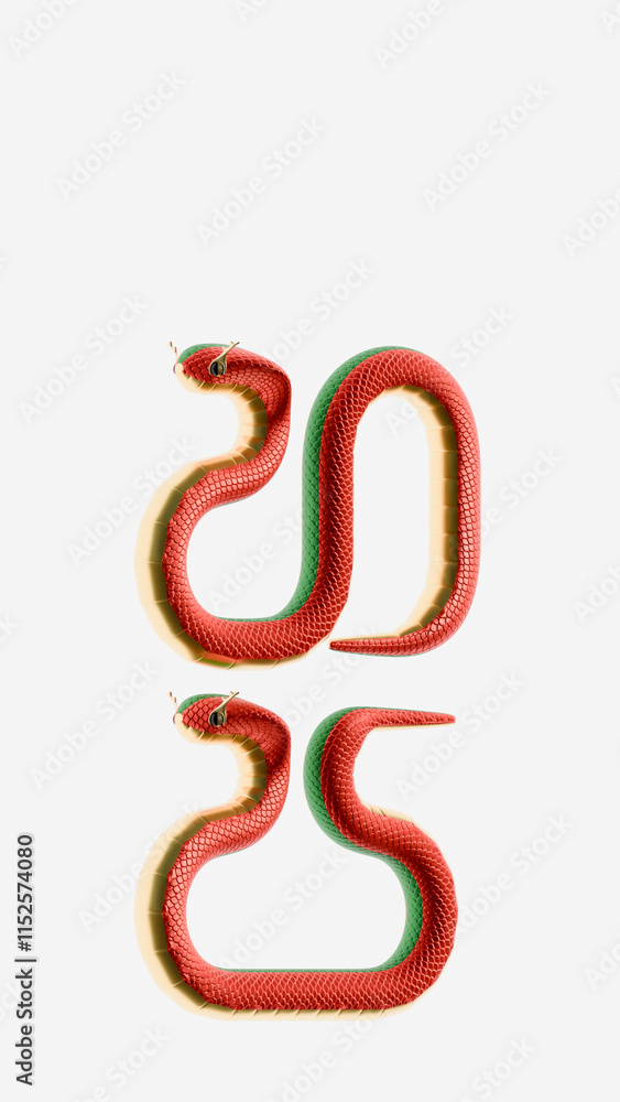 2025 Chinese New Year Of Serpent Right View Vertical Composition 3D Render Illustration 2025 Chinese New Year Of Serpent Right View Vertical Composition 3D Render Illustration