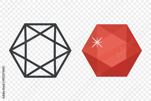 Vector Simple Minimalistic Gemstone Icon. Diamond, Crystal, Rhinestones Closeup Isolated. Jewerly Concept. Design Template of Gemstones, Gem Clipart. Front View