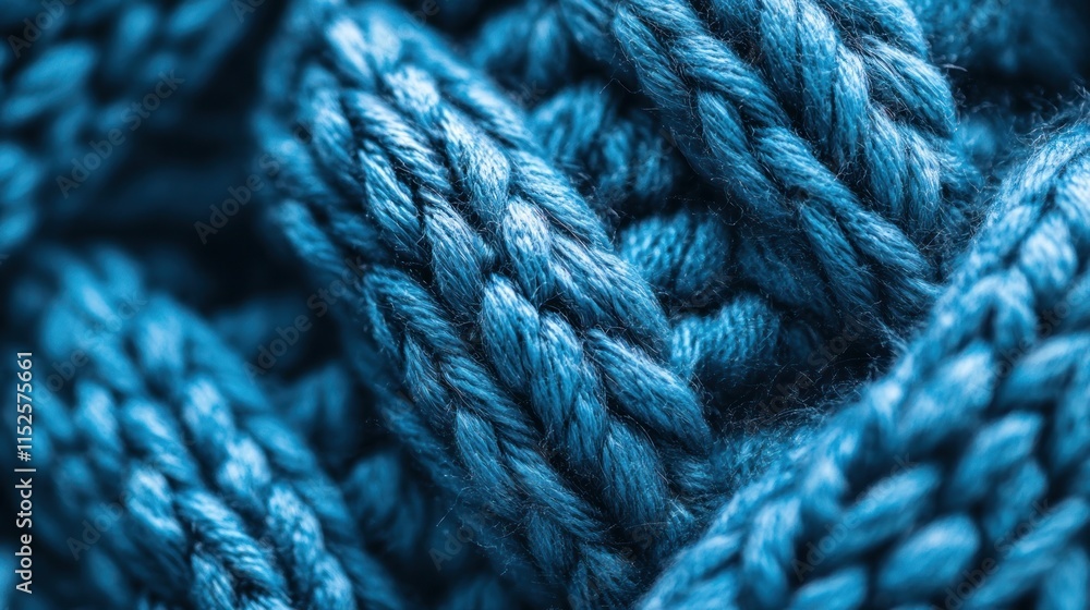 A close-up view of intertwined blue yarn, showcasing texture and color. A close-up view of intertwined blue yarn, showcasing texture and color.