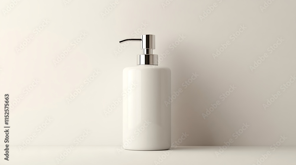 Clean design minimalist soap pump bottle in studio close-up Clean design minimalist soap pump bottle in studio close-up