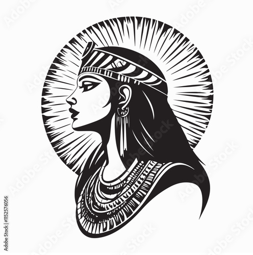 Cleopatra Vector Images. Cleopatra Egyptian Queen Vector Illustration isolated on white background.