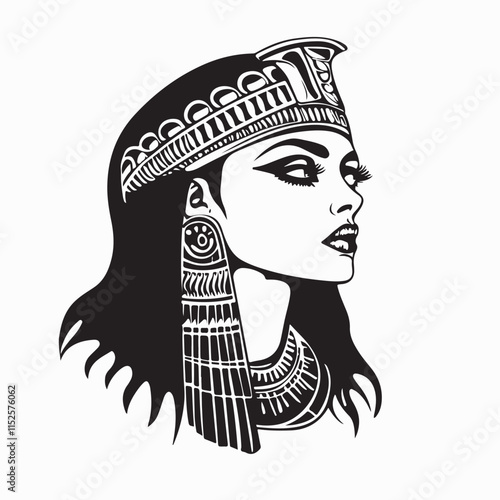 Cleopatra Vector Images. Cleopatra Egyptian Queen Vector Illustration isolated on white background.