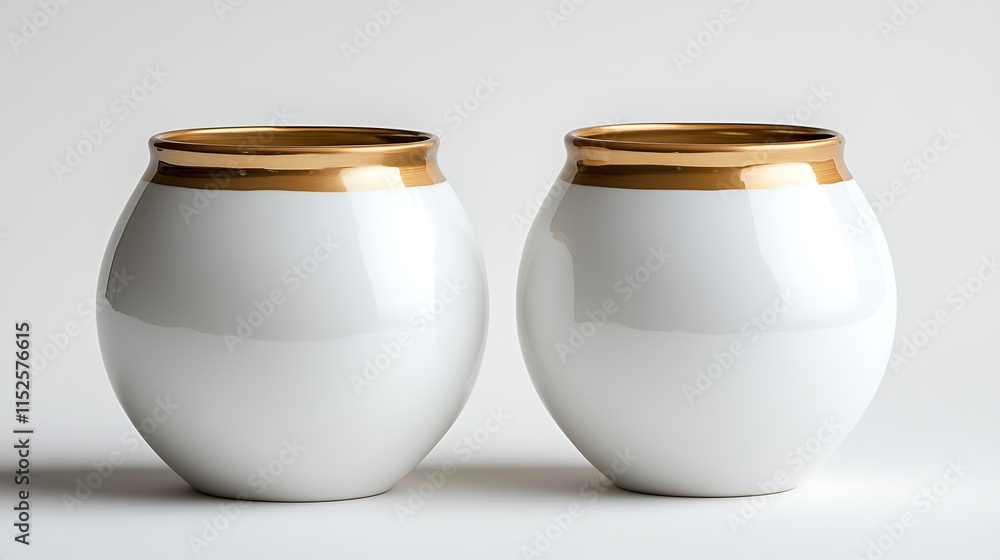Elegant white ceramic bowls with gold trim studio product photography Elegant white ceramic bowls with gold trim studio product photography
