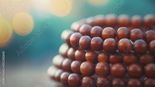 Stacked Wooden Beads Arranged in a Conical Shape photo