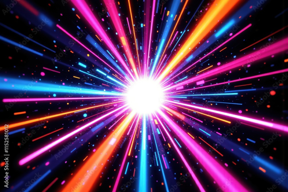 Vibrant Light Burst with Neon Streaks Vibrant Light Burst with Neon Streaks