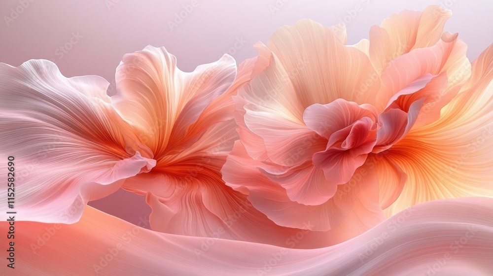 A soft, abstract depiction of delicate flowers in warm pastel tones. A soft, abstract depiction of delicate flowers in warm pastel tones.