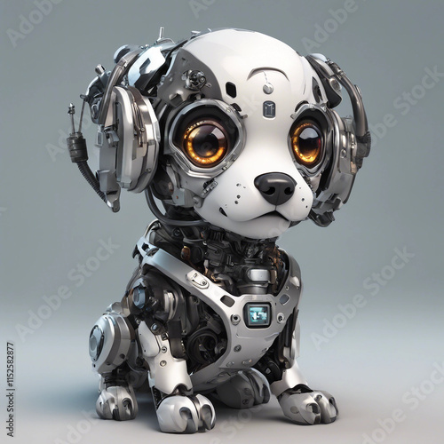 cute puppy robot character design