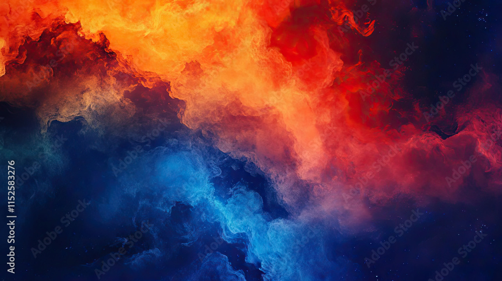 Fototapeta premium Vibrant abstract clouds in orange, red, and blue hues create stunning visual