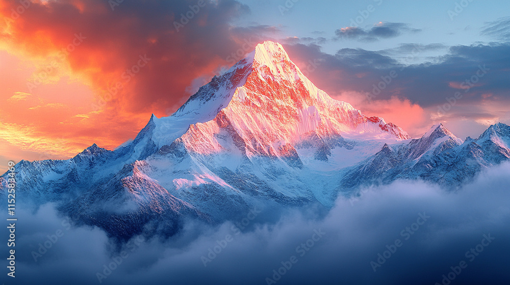 Majestic panoramic view of the summit of Ama Dablam and surrounding snow-capped peaks in Nepal bathed in the warm glow of sunset light showcasing nature's raw beauty and tranquility
Majestic panoramic view of the summit of Ama Dablam and surrounding snow-capped peaks in Nepal bathed in the warm glow of sunset light showcasing nature's raw beauty and tranquility