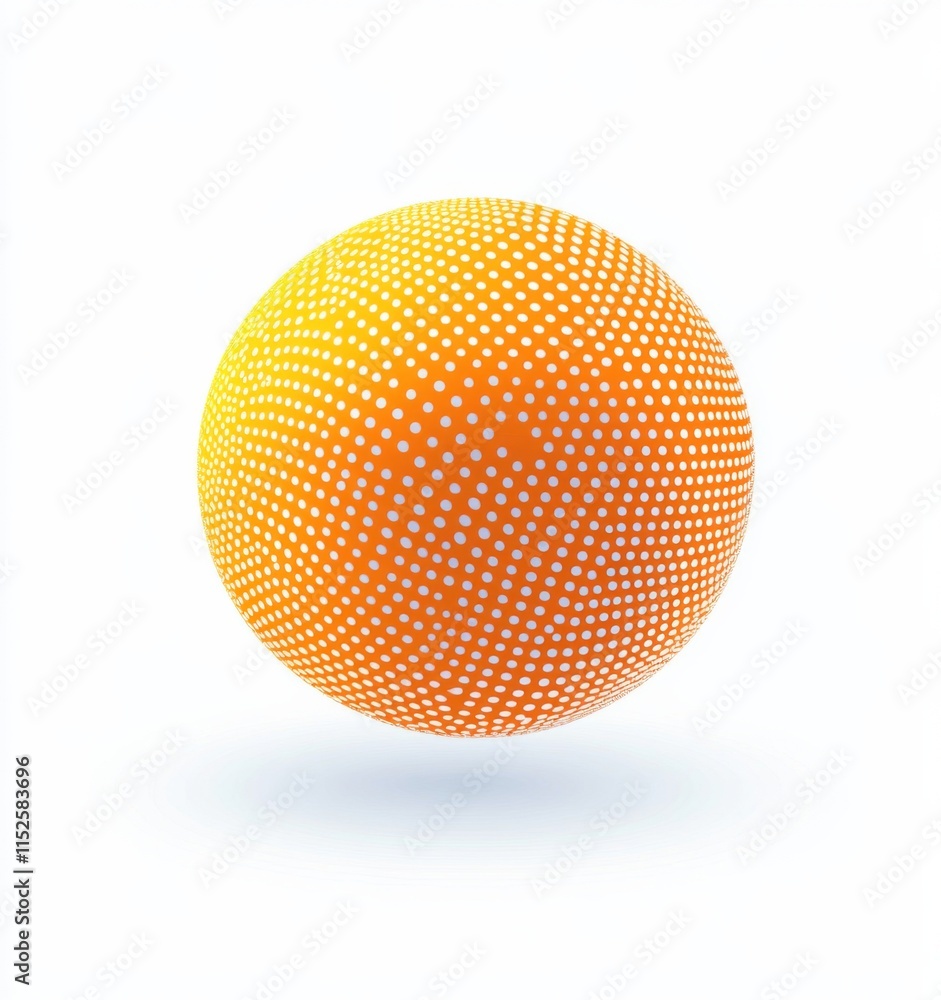 Vector graphic design of orange dots forming a spherical shape with a halftone effect on a white background Vector graphic design of orange dots forming a spherical shape with a halftone effect on a white background