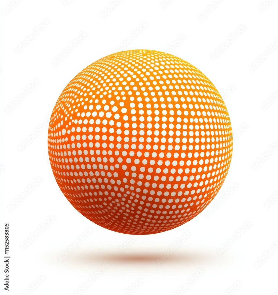 Vector graphic design of orange dots forming a spherical shape with a halftone effect on a white background Vector graphic design of orange dots forming a spherical shape with a halftone effect on a white background