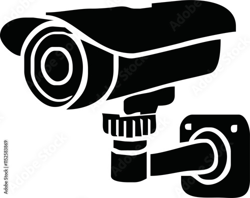 Security camera icon, video surveillance, cctv sign. Yellow triangle indicating camera operation. Surveillance camera,monitoring, safety home protection system. Fixed CCTV, Security Camera Icon Vector