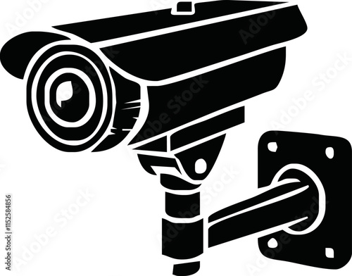 Security camera icon, video surveillance, cctv sign. Yellow triangle indicating camera operation. Surveillance camera,monitoring, safety home protection system. Fixed CCTV, Security Camera Icon Vector