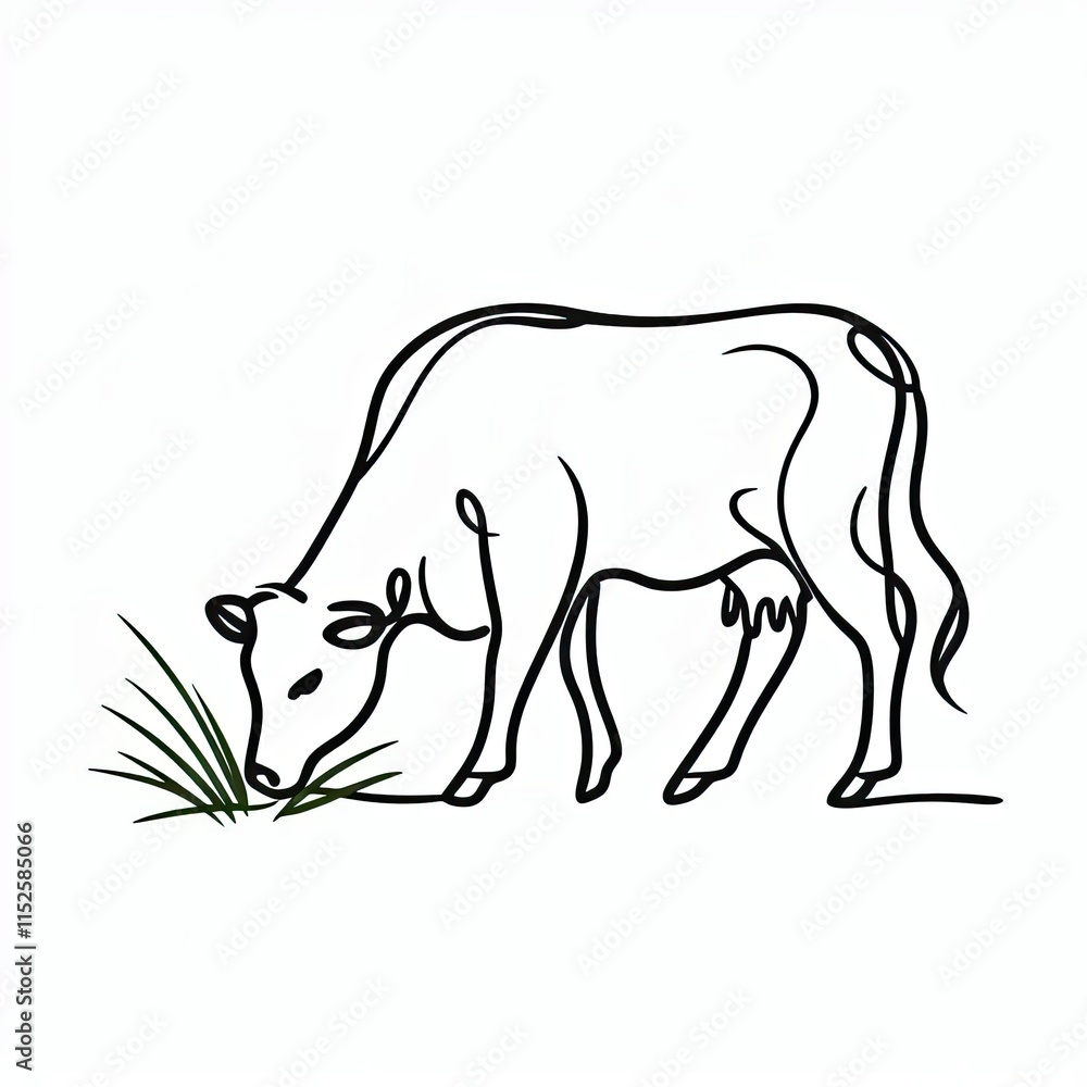 Obraz premium Minimalistic simple sketch drawing A hastily drawn Cow, Cow sketch 