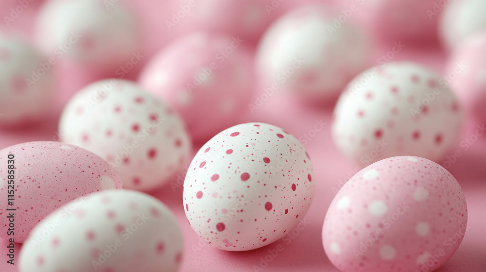 A vibrant pattern of pink and white Easter eggs scattered across a soft pink background representing chaos and the playful nature of the holiday season
A vibrant pattern of pink and white Easter eggs scattered across a soft pink background representing chaos and the playful nature of the holiday season