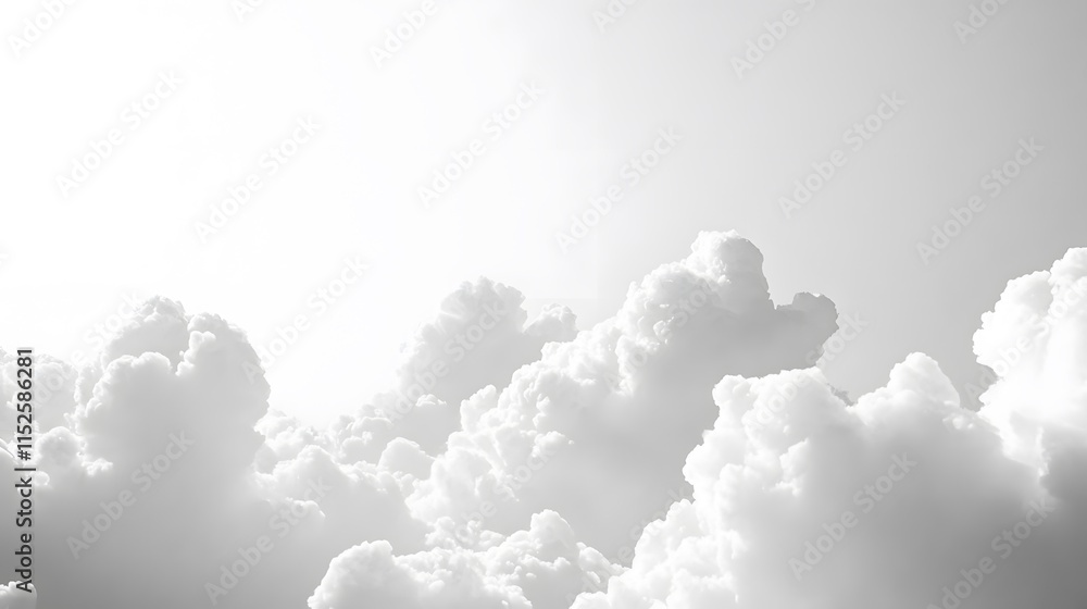 A soft, fluffy cloud floating against a pure white sky A soft, fluffy cloud floating against a pure white sky