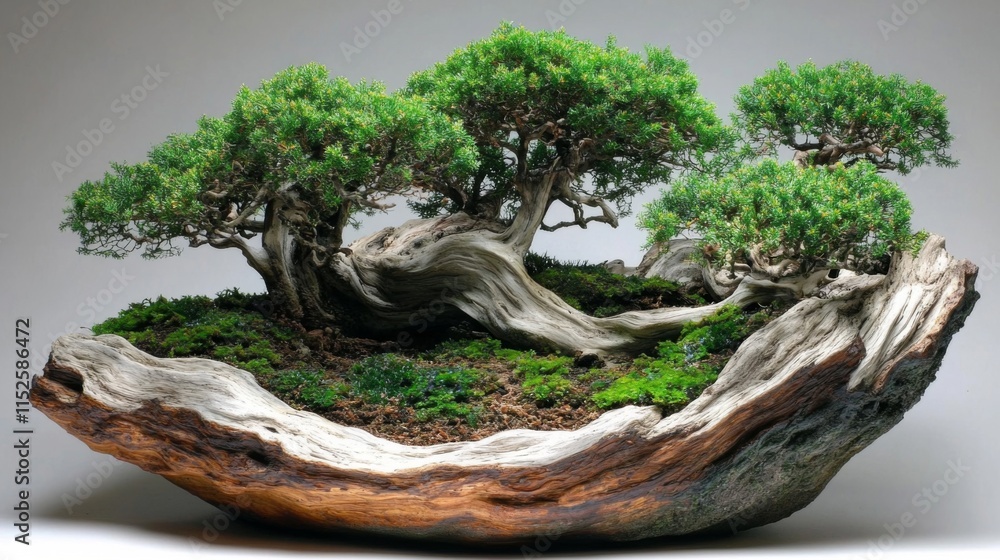 Impressive Bonsai Tree Planted In A Rustic Wood Formation Impressive Bonsai Tree Planted In A Rustic Wood Formation