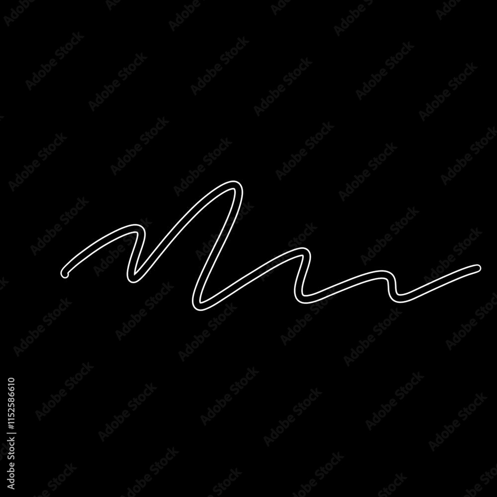 Abstract white wavy line on black background. Abstract white wavy line on black background.