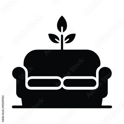 Vector silhouette illustration of a two-seater black sofa
