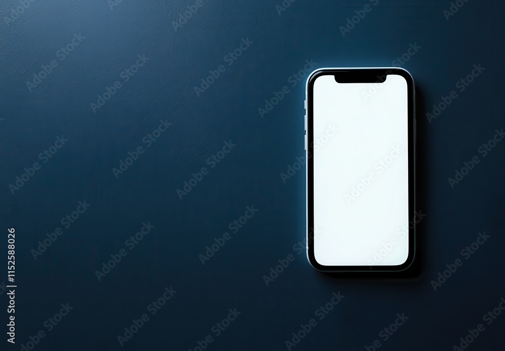 Minimalist Smartphone on Dark Surface with Empty Screen Space Minimalist Smartphone on Dark Surface with Empty Screen Space