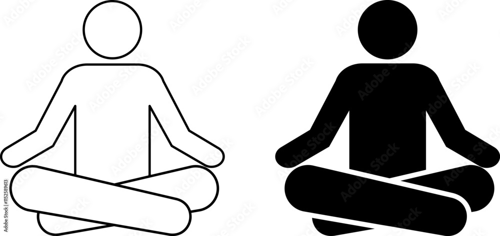 outline silhouette meditation icon set outline silhouette meditation icon set