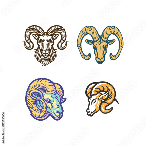 Aries zodiac sign design vector logo template