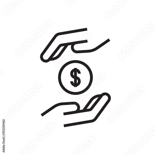 dollar hand saving coin icon vector eps outline