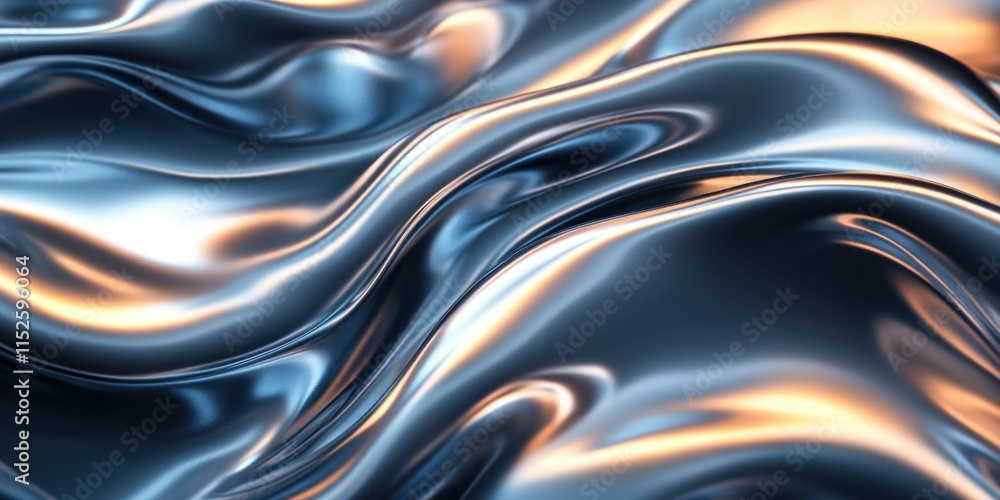 Obraz premium Abstract 3d render background with fluid shapes and blue metallic reflections. modern luxury illustration suitable for backgrounds.