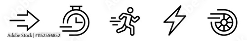 Motion and speed icon set. Dynamism, race, energy, fast, agile