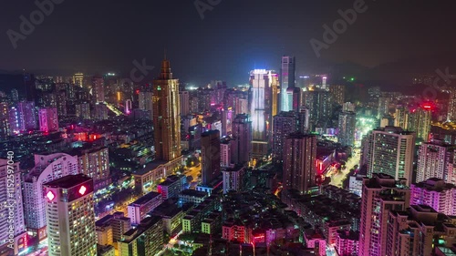 Wallpaper Mural SHENZHEN, CHINA - NOVEMBER 7, 2024: Vibrant skyline showcases modern architecture and nightlife in Shenzhen during the evening hours Torontodigital.ca