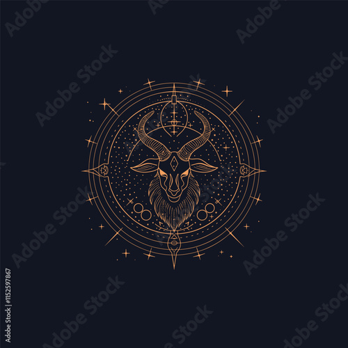 Capricorn zodiac sign logo design template vector