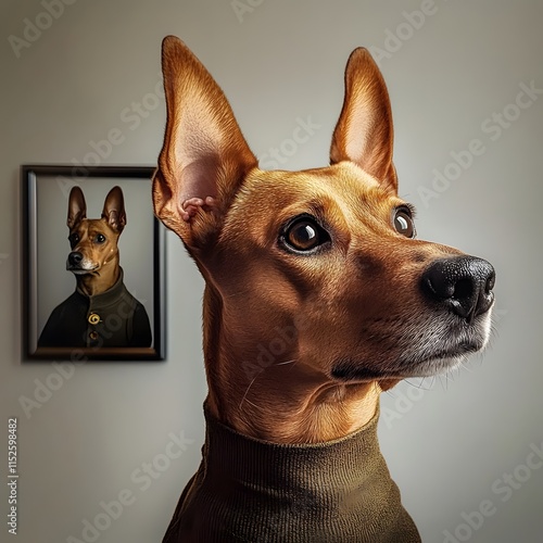 A Stylish Dog with a Portrait photo