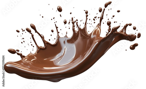 High-Quality PNG Dark Chocolate splash, Chocolate Milk or Syrup Flowing, 3d illustration. Isolated on White Background – High Resolution