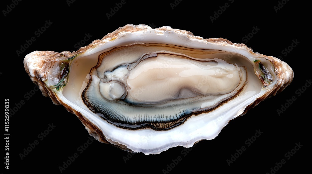 Fresh oyster in its shell, isolated on black background. Fresh oyster in its shell, isolated on black background.