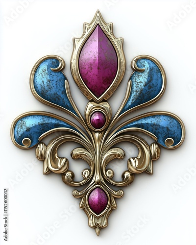 Ornate Gold Fleur De Lis with Gemstones
