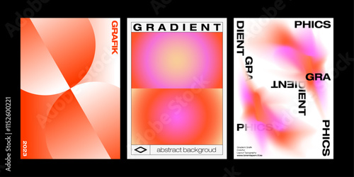 Orange and pink gradient graphics poster template mesh radial circle round simple modern concept fluid blur effect layout visual art use mobile annual cover brochure web banner