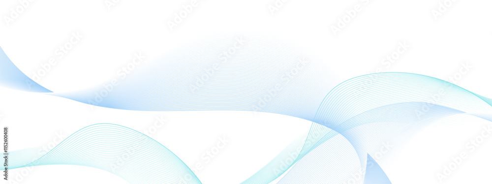 Banner vector futuristic wavy lines flowing smooth curve colorful gradient purple blue on white background