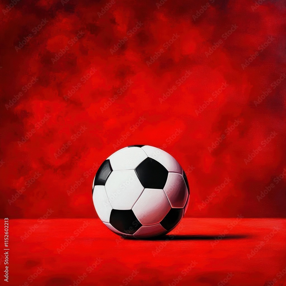 Exciting soccer action field image of a ball vibrant red background close-up view sport concept Exciting soccer action field image of a ball vibrant red background close-up view sport concept