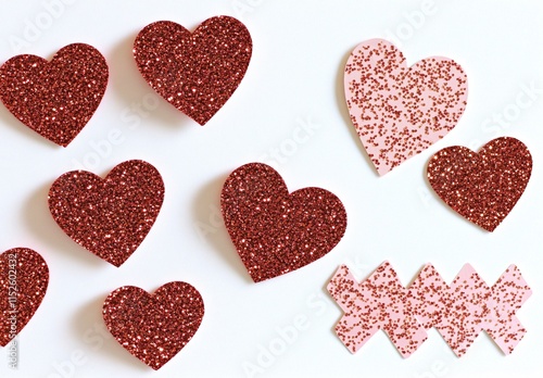 Red and Pink Glitter Hearts Valentine's Day Decoration