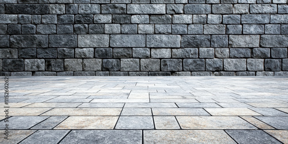 Fototapeta premium Constructing a durable stone wall urban area high-quality image architectural environment ground level structural design