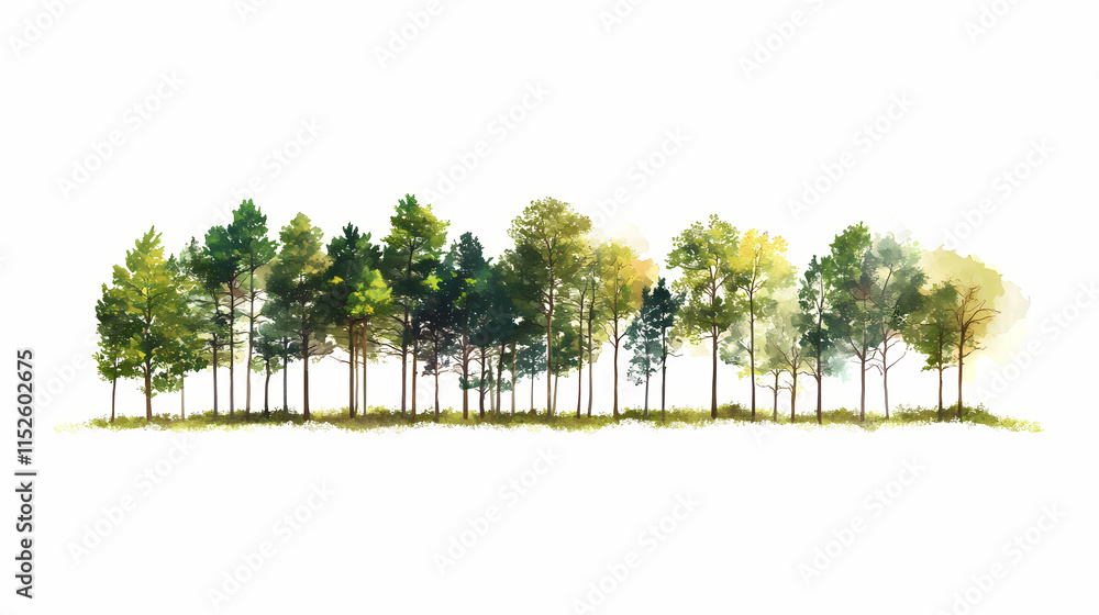 Obraz premium High definition image of a treeline isolated on white background. Treeline. Illustration