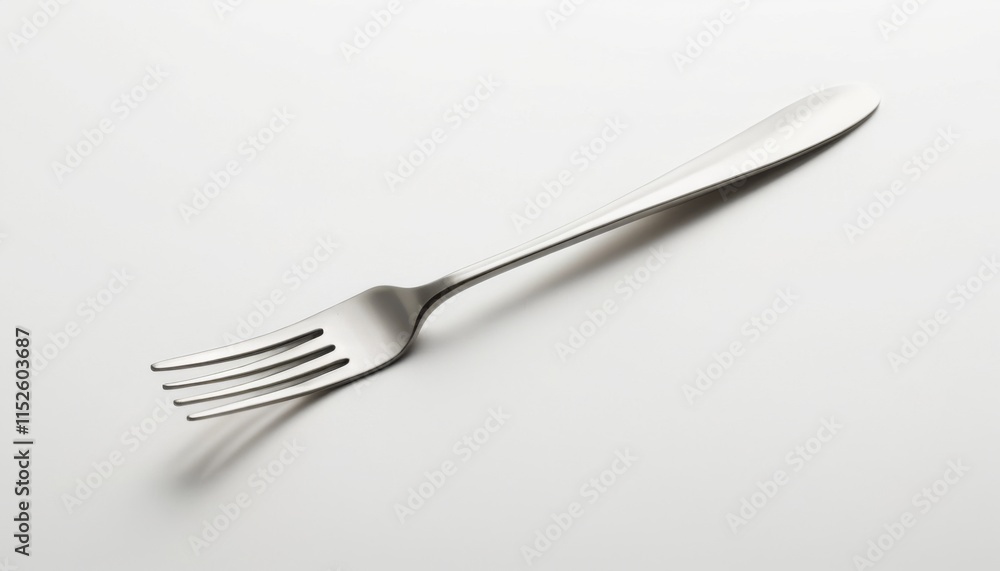 Shiny Steel Fork on White Surface