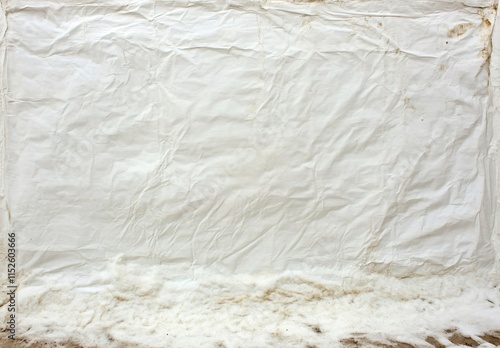 Wrinkled White Fabric Texture with Snow Base Background photo