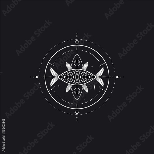 Pisces zodiac sign logo design template vector