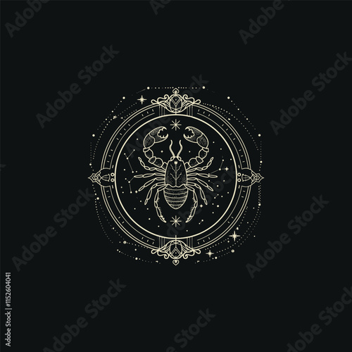 Scorpio zodiac sign design logo template