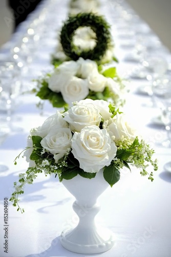 Elegant White Rose Centerpieces Wedding Table Decor