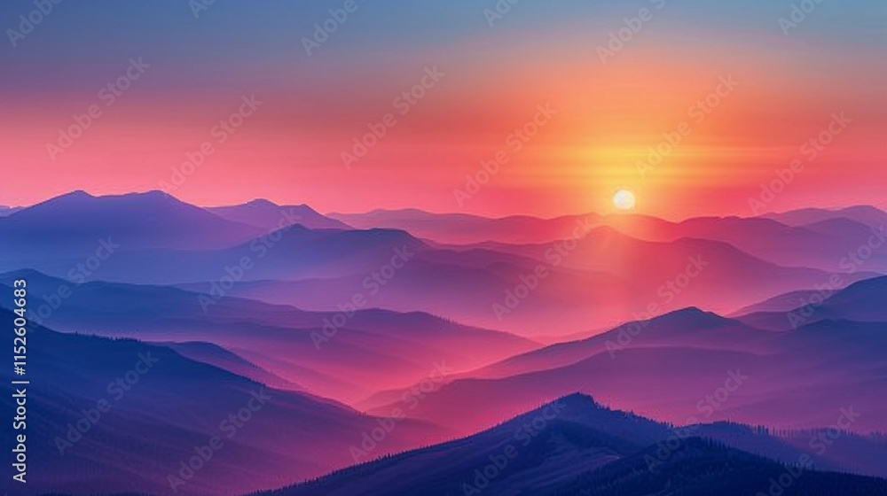 Fototapeta premium 夕焼けの壮大な山脈の景色7