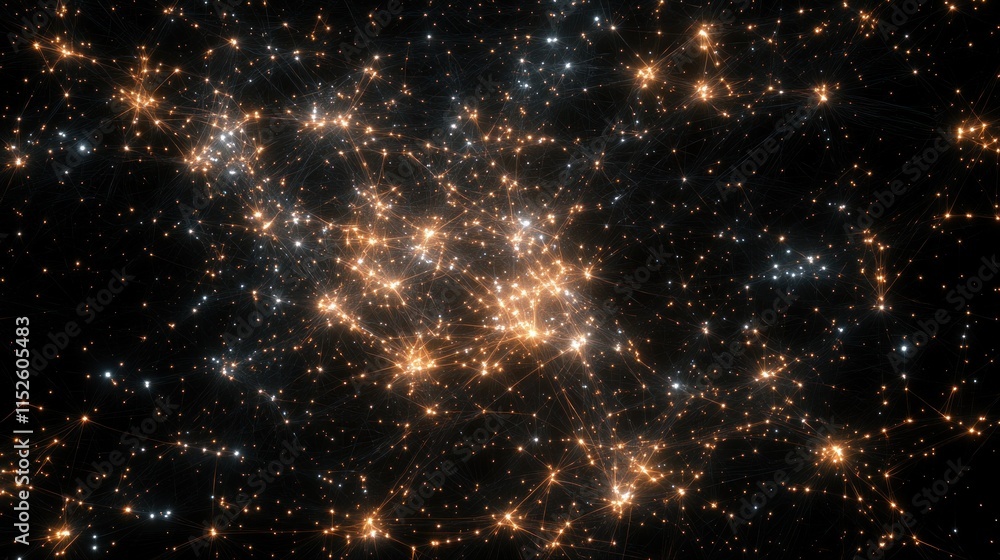 Fototapeta premium A cosmic scene depicting a cluster of stars interconnected in a vast universe.